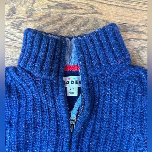 Mini Boden navy kids chunky half zip sweater, size 2-3 NWOT - Picture 3 of 5